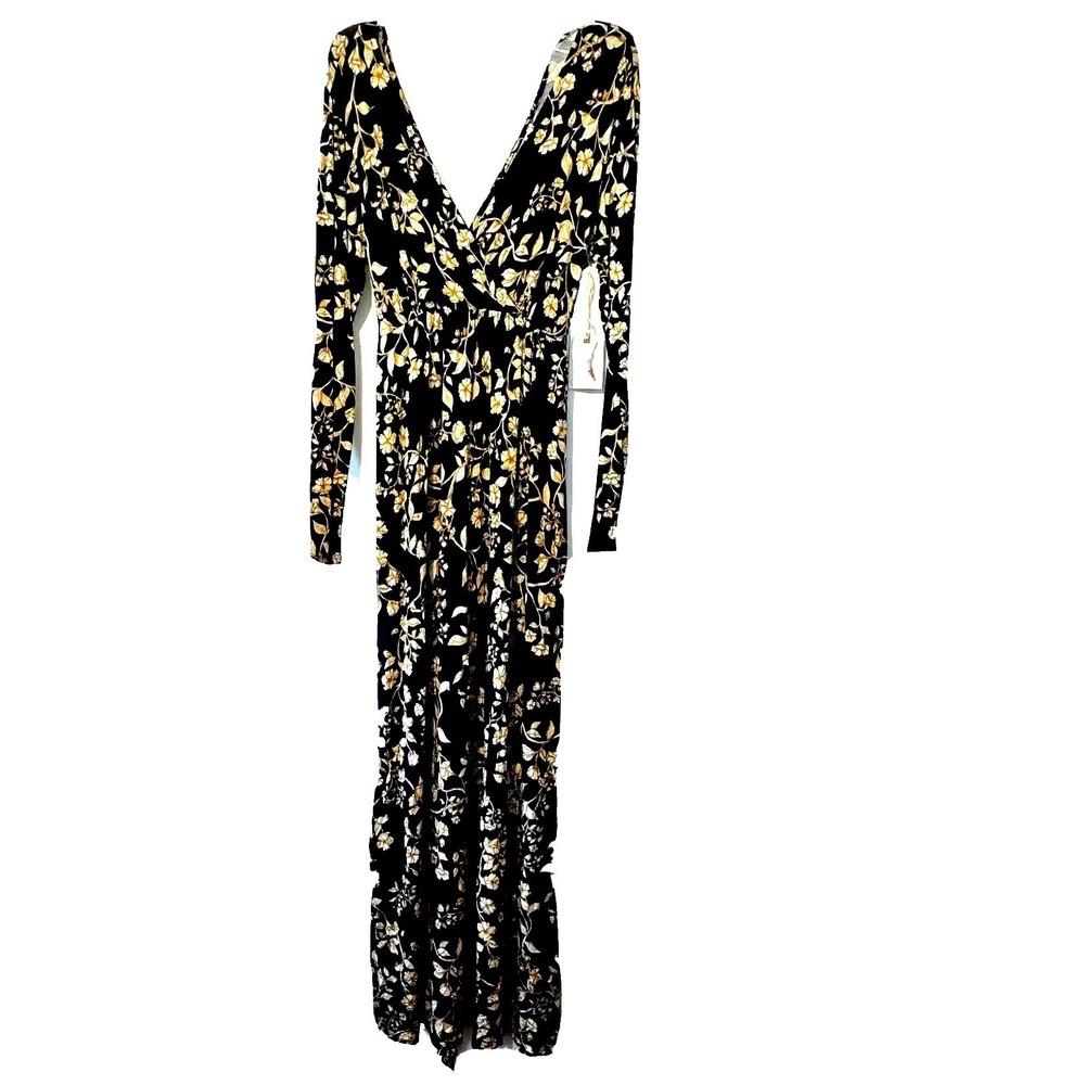 Maternity Long Dress Jessica Simpson Women's Medium Floral Print Faux Wrap New *